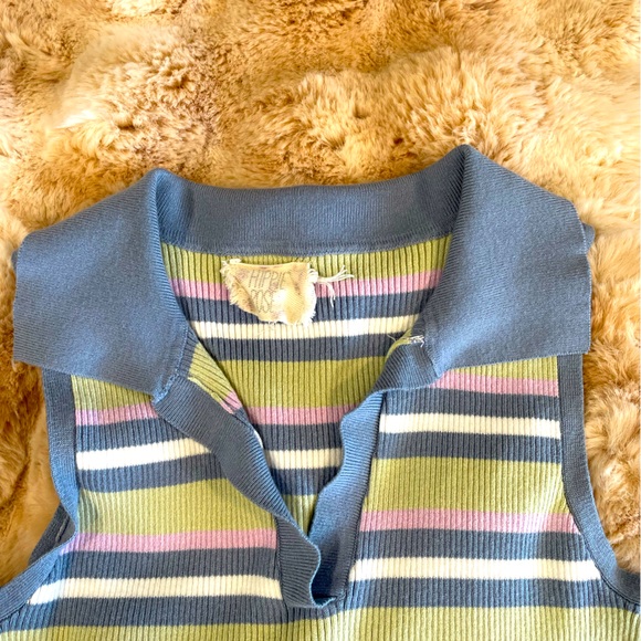 Hippie Rose Stripe color block Ruffled bottom dress Size: M - Picture 7 of 8